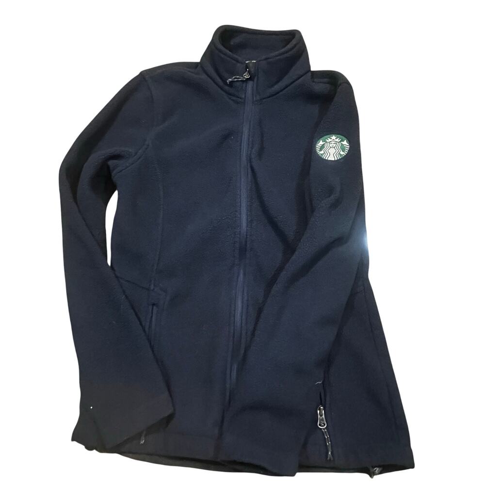 Starbucks Employees Fleece Jacket Womens‎ Small Navy Blue Full Zip